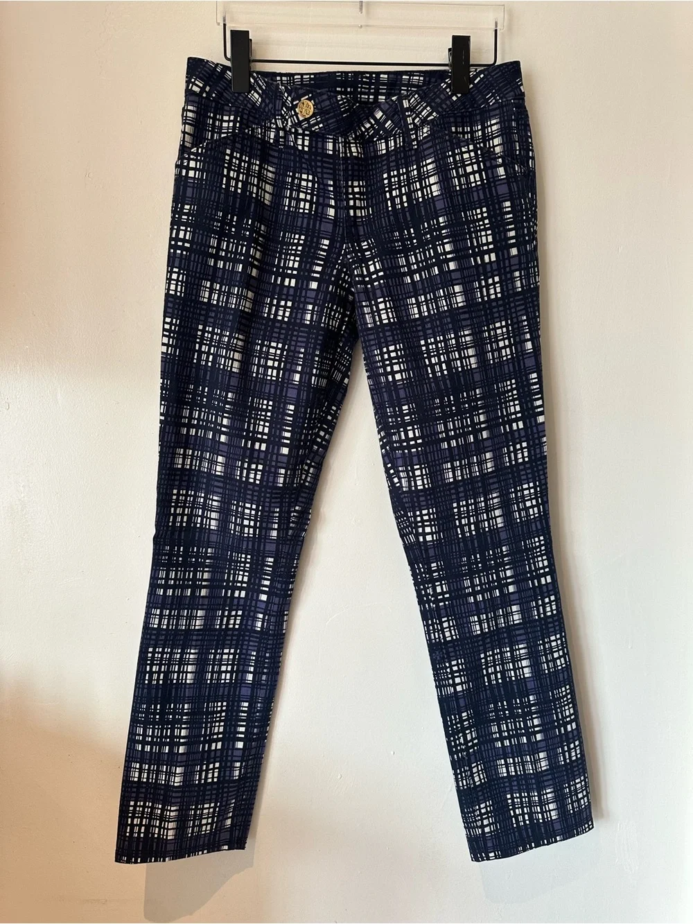 Tory Burch Women’s Low Rise Skinny Blue Leg Pant